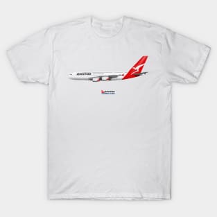 Illustration of Qantas Airways Airbus A380 T-Shirt